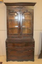 Mid 1800s Crotch Mahogany Flip Top Secretary