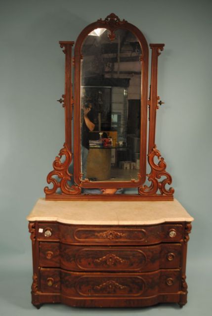 Mid 20th Century Victorian Mahogany Marble Top Dresser