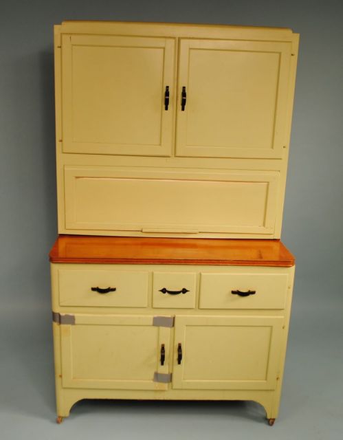 Early 20th Century Painted Green Hoosier Cabinet