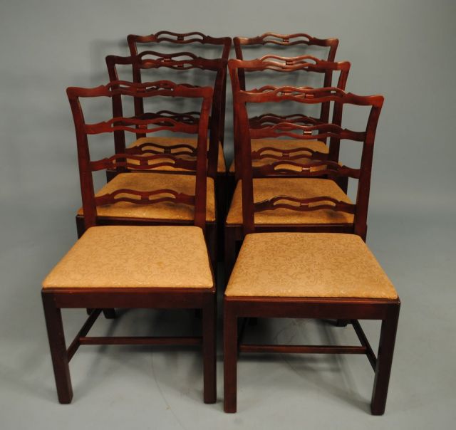 Six Straight leg Chippendale Style Side Chairs