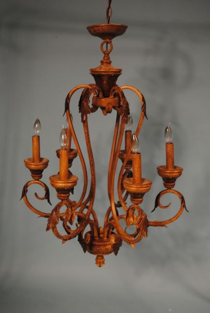 Contemporary Six Arm Metal Chandelier