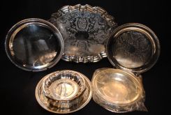 Group of Nine Silverplate Trays