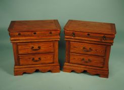 Pair Oak Contemporary Bedside Tables