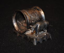 Silverplate Figural Napkin Ring of Cow