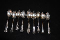 Set of Nine Sterling Silver Souvenir Spoons