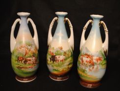 Three Victoria Austria Hand-Painted Vases