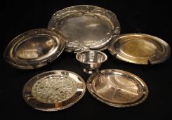 Five Pieces of Silverplate and One Pewter Tray