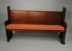 Early 20th Century Oak Church Pew with Cushion