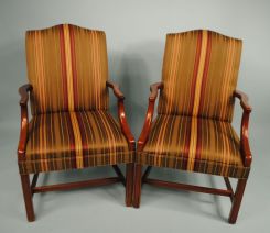 Pair Contemporary Upholstered Open Arm Chair