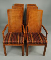 Set of Six Contemporary Cane back Side Dining Chairs