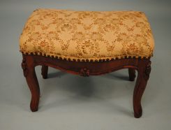 Mid 19th Century Walnut Victorian Footstool with Tapestry