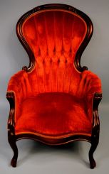 Victorian Walnut Finger Carved Ladies Chair