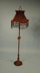 Early 20th Century Brass Floor Lamp with Filigree Painted Base