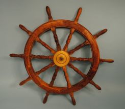 Large Antique Finish Ship Wheel