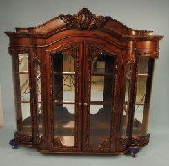 Large Mahogany Contemporary Lighted Display Cabinet