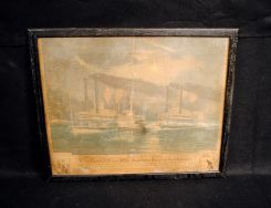 Old Reproduction of Rare Print to Commemorate Steamboat Race on the Mississippi