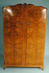 20th Century English Art Deco Burl Walnut Wardrobe