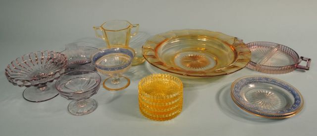 13 Piece Heisey: Decorated, Iridescent, Sun Purple, Sahara