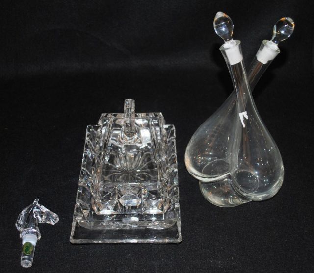 Waterford Horse Head Stopper, English Crystal Cheese Keeper, Handblown Oil & Vinegar