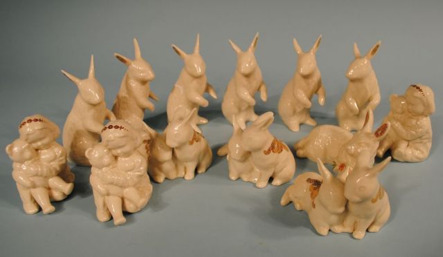 13 Lenox China Jewels: Rabbits and Girls w/Bears