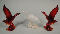 HCA Heisey Ruby Mallards and Opalescent Elephant