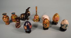 10 Cloisonne Minatures: Rabbit, Easter Eggs, Bell, Cat, Vases